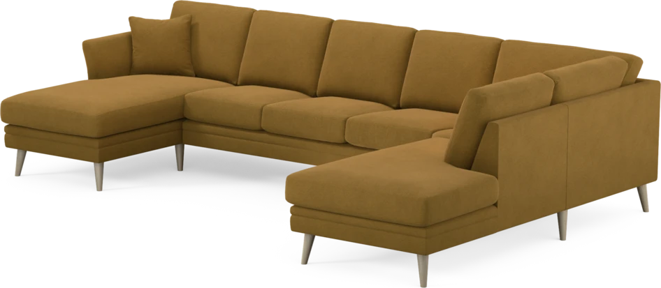 Eden - 3-sits soffa med schäslong vänster och divan höger - Gul