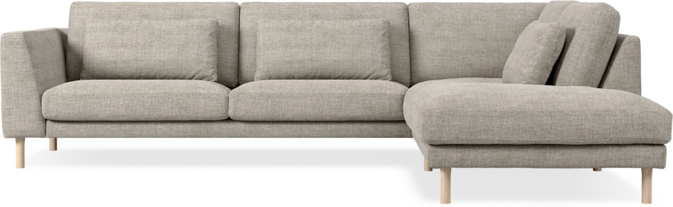 Willow - 3-sits soffa med divan höger, fast klädsel - Grå