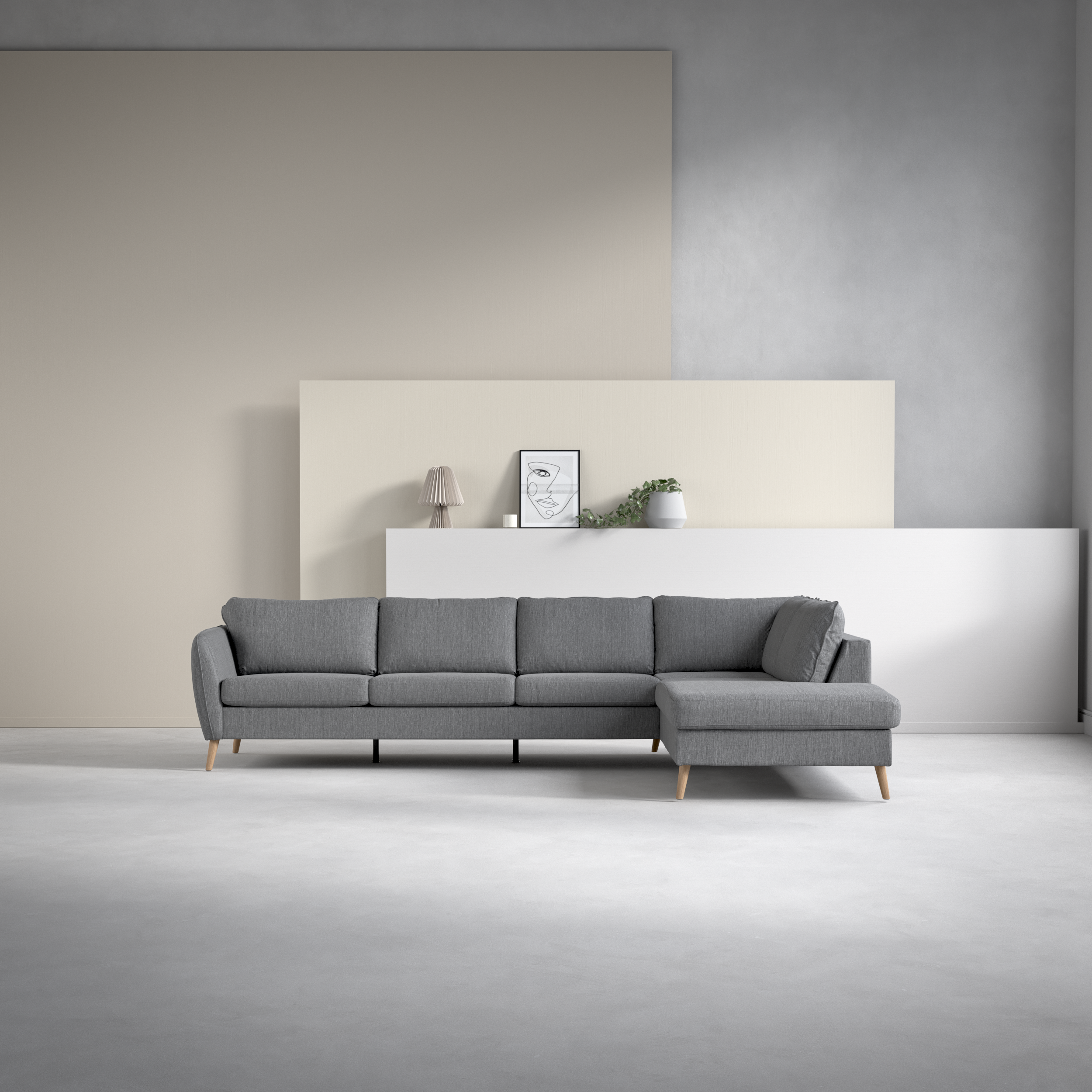 County, 3-sits soffa med divan höger