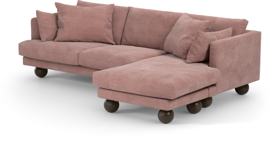 Harper - 4-sits med schäslong höger  - Rosa