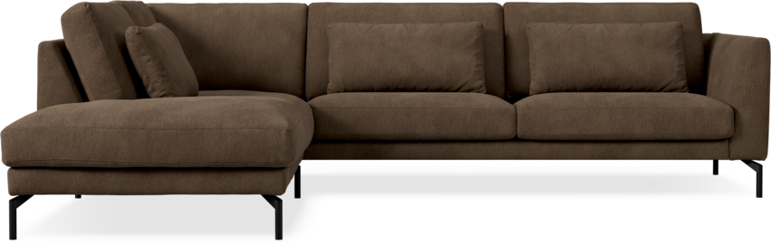 Willow - 3-sits soffa med divan vänster, fast klädsel - Brun