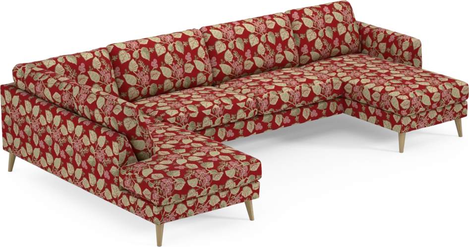 Bridge - 3-sits soffa med divan vänster och schäslong höger - Röd