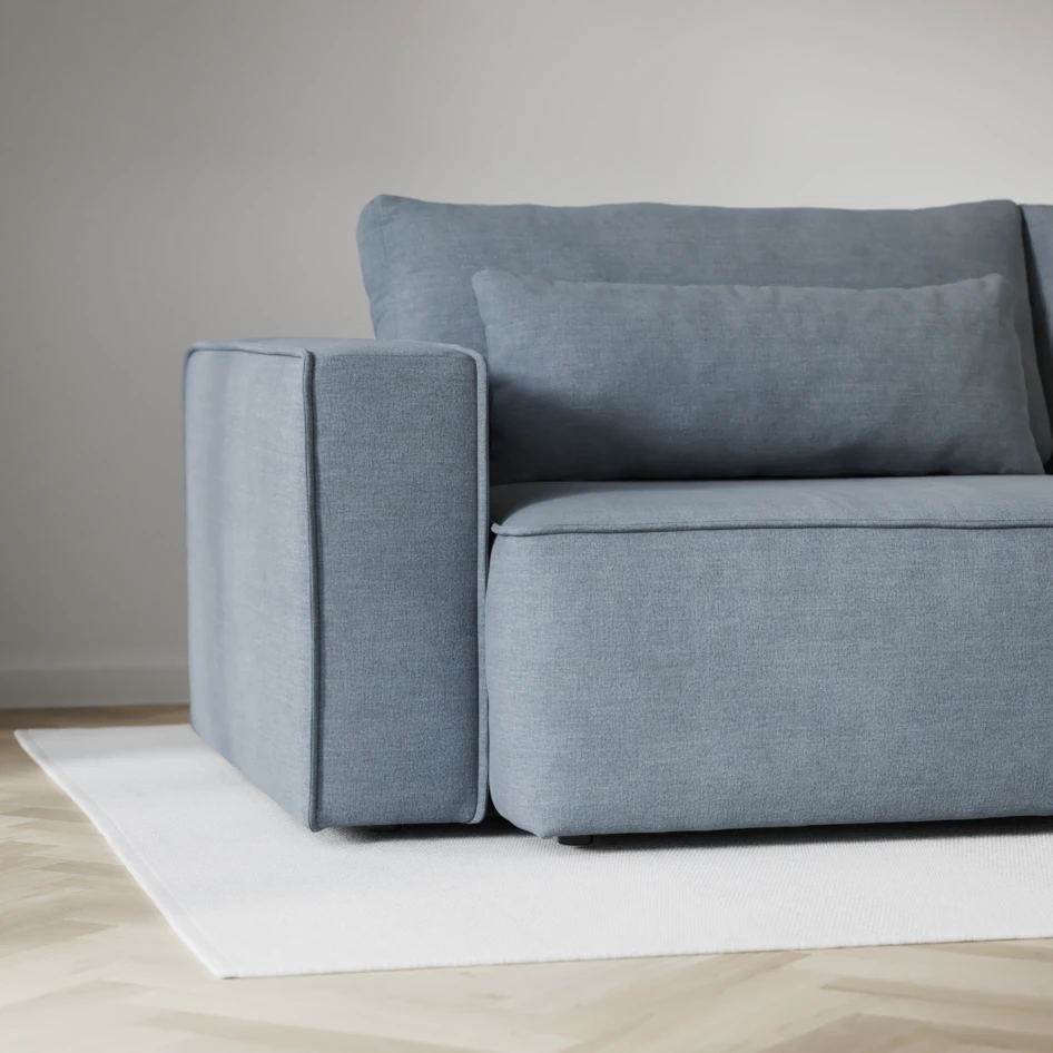 Ide - Bäddsoffa 3-sits med schäslong vänster - Blå