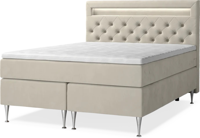 New York Supreme, Kontinentalsäng, dubbelsäng med bäddmadrass och sänggavel LED