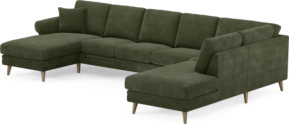 Eden - 3-sits soffa med schäslong vänster och divan höger - Grön