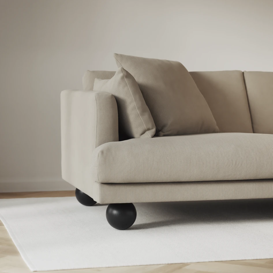 Harper - 3-sits soffa, hel dyna - Beige