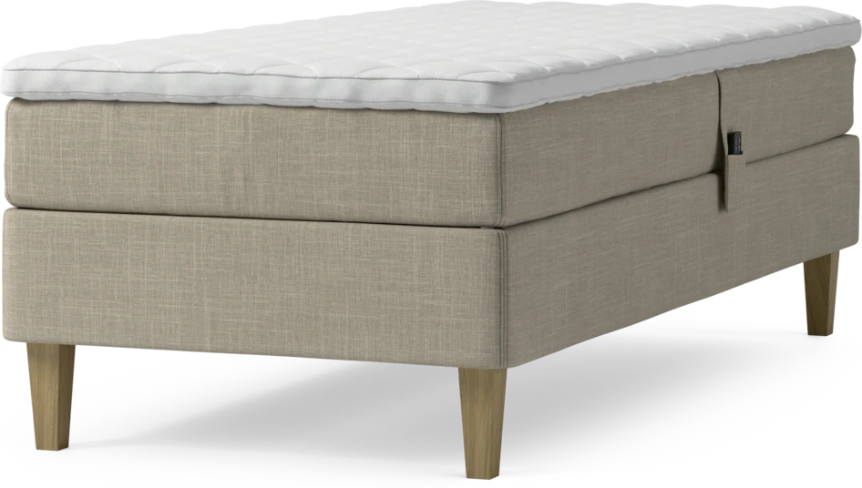 Delux Sense - Ställbar säng, enkelsäng med bäddmadrass och sängben - Beige