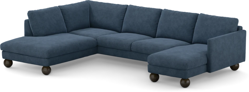 Madison Lux - 2-sits soffa med divan vänster och schäslong höger - Blå
