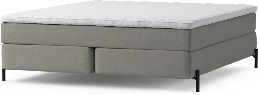 Delux Sense - Kontinentalsäng, dubbelsäng med bäddmadrass och sängben - Grå