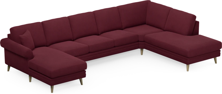 Eden - 3-sits soffa med schäslong vänster och divan höger - Röd