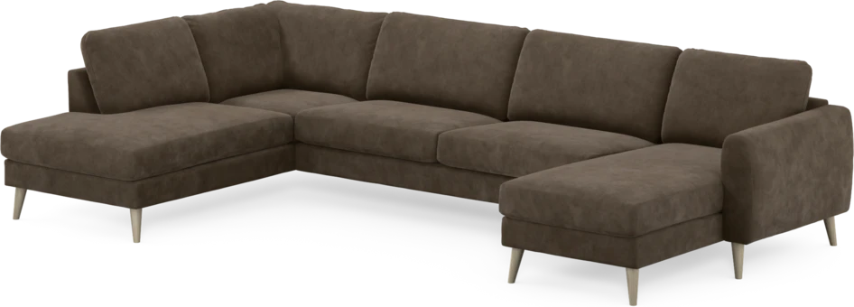 Bridge - 3-sits soffa med divan vänster och schäslong höger - Brun