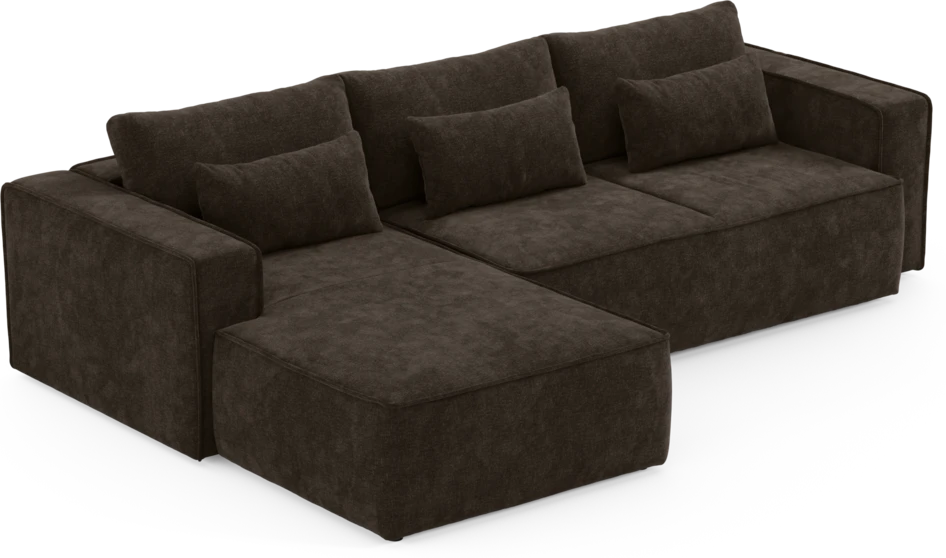 Ide - Bäddsoffa 3-sits med schäslong vänster - Brun