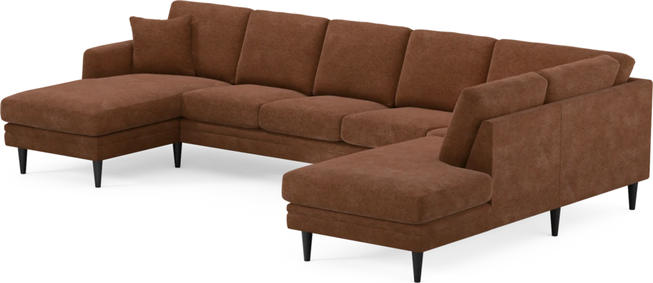 Eden - 3-sits soffa med schäslong vänster och divan höger - Orange