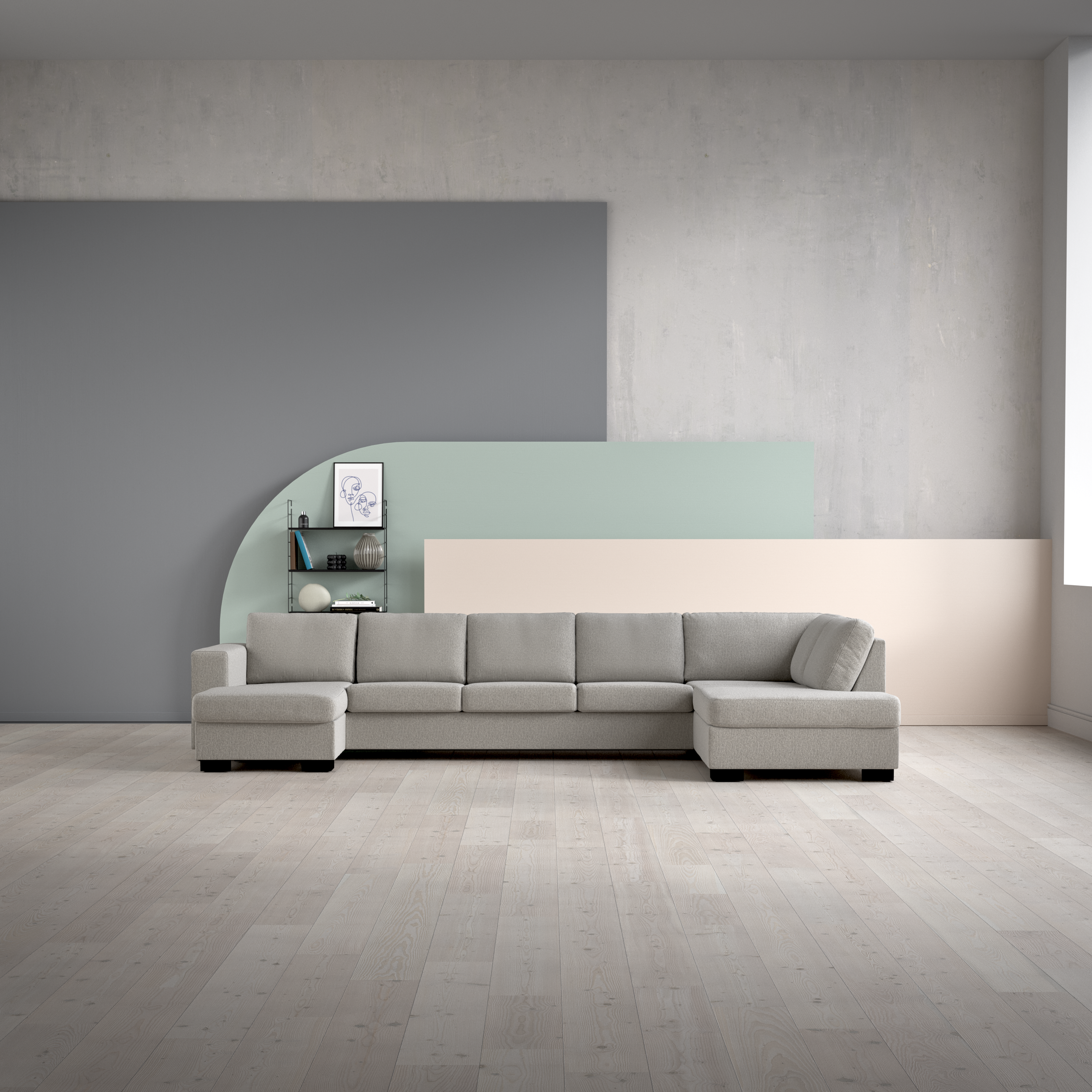 Nevada, 4-sits soffa med schäslong vänster och divan höger