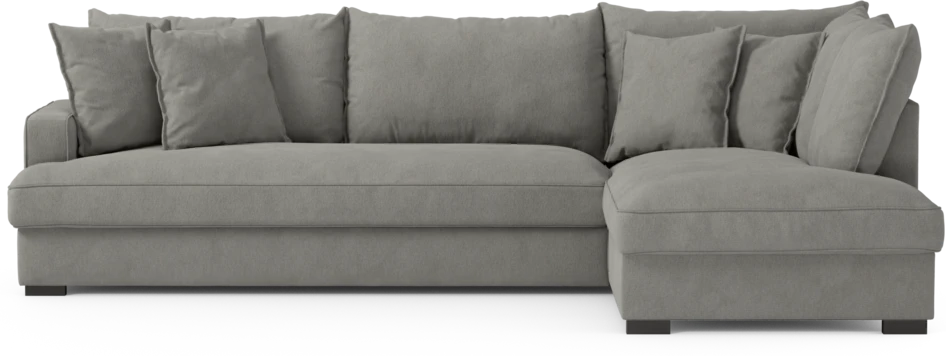 Mila - 3-sits soffa med divan höger, hel dyna - Grå