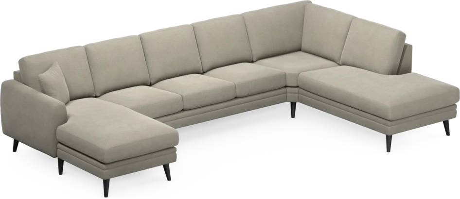 Eden - 3-sits soffa med schäslong vänster och divan höger - Brun