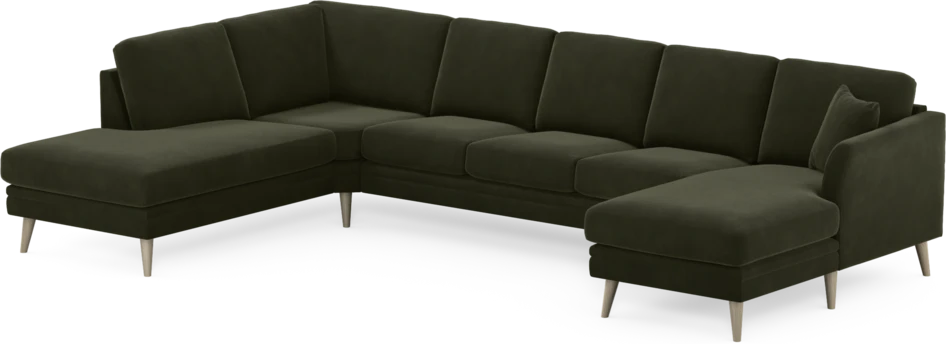 Eden - 3-sits soffa med divan vänster och schäslong höger - Grön