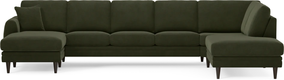 Eden - 3-sits soffa med schäslong vänster och divan höger - Grön