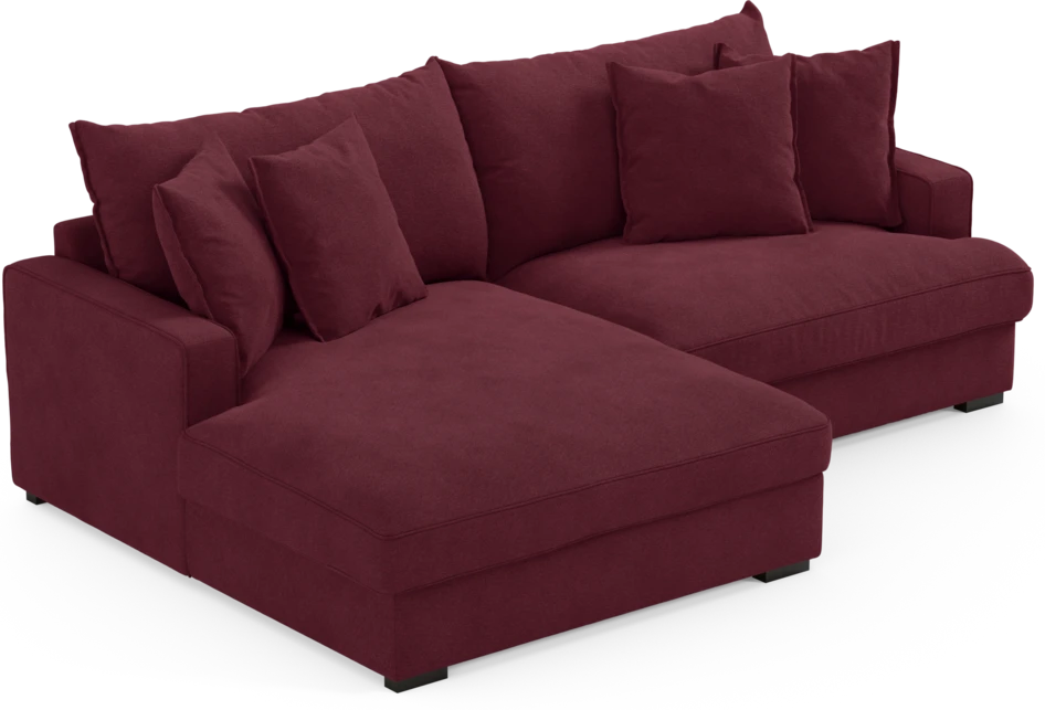 Mila - 2-sits soffa med schäslong XL vänster - Röd