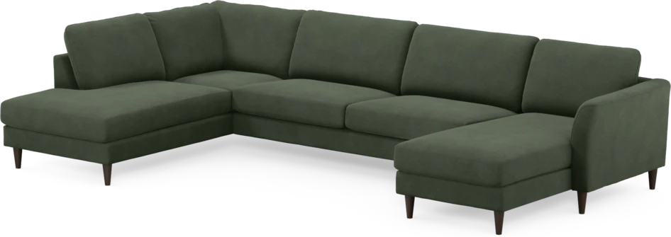 Bridge - 3-sits soffa med divan vänster och schäslong höger - Grön
