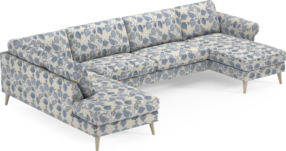 Bridge - 3-sits soffa med divan vänster och schäslong höger - Blå