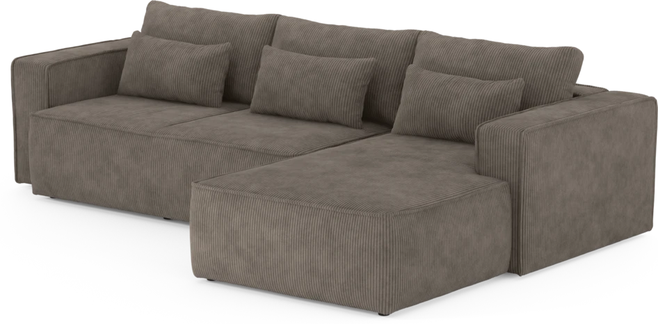 Ide - Bäddsoffa 3-sits med schäslong höger - Brun