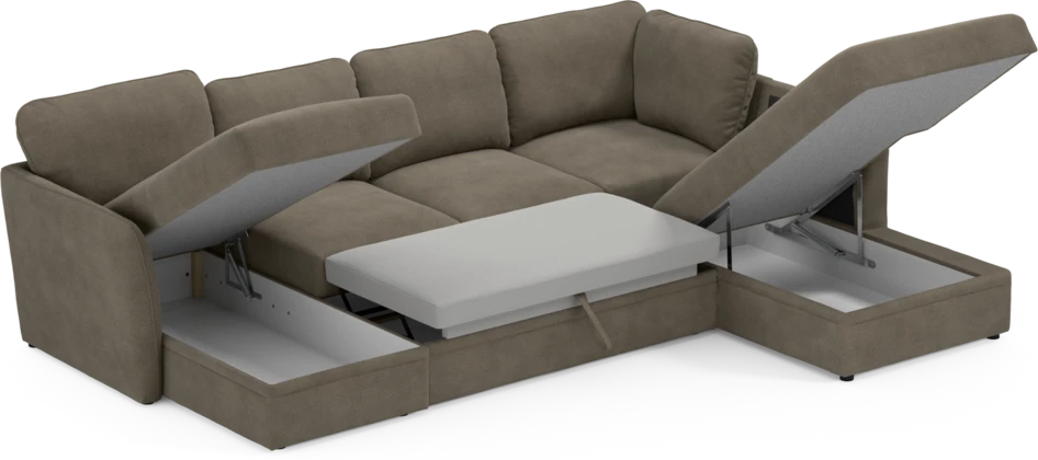 Öland - Bäddsoffa med schäslong vänster och divan höger - Beige