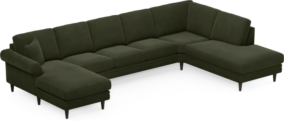 Eden - 3-sits soffa med schäslong vänster och divan höger - Grön