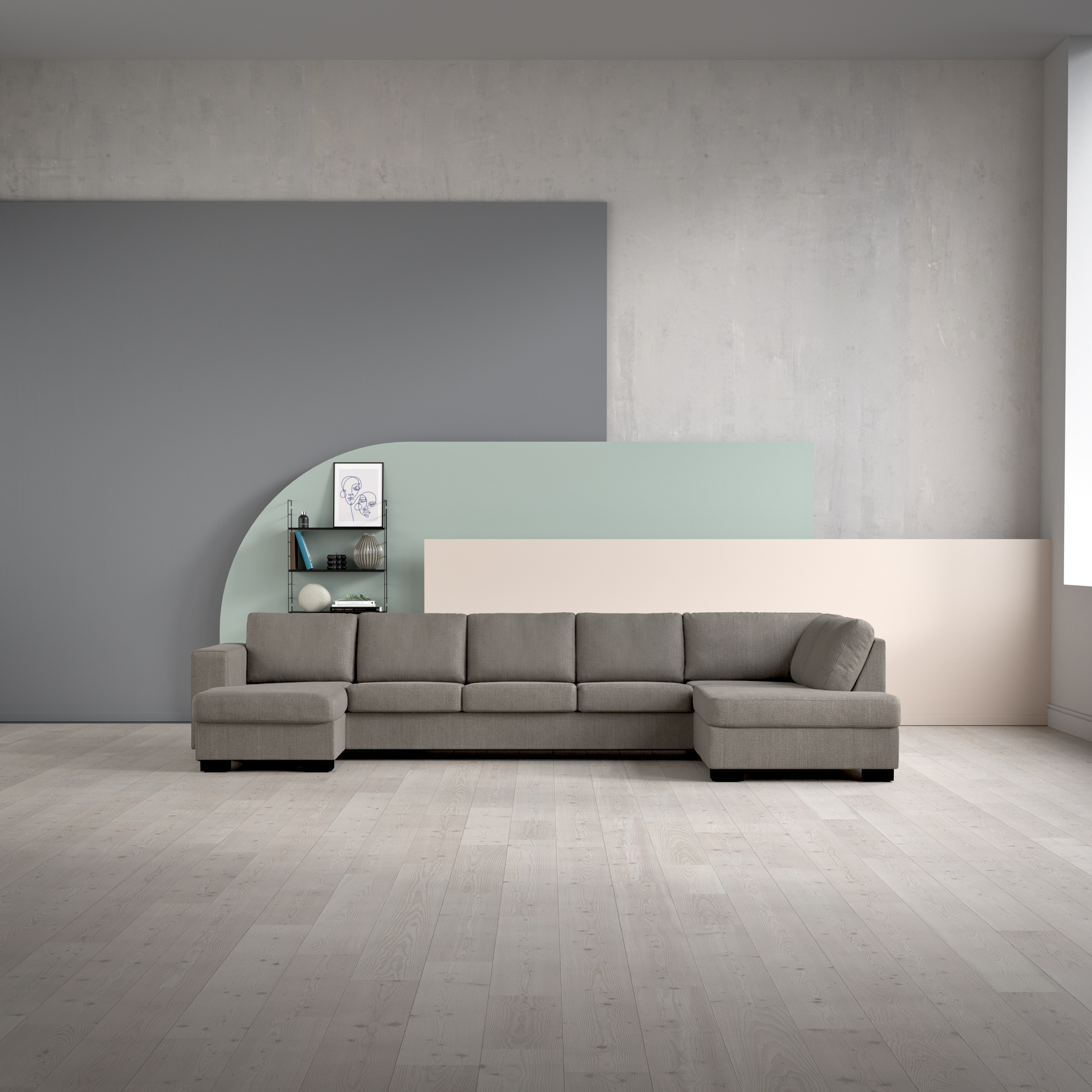 Nevada, 4-sits soffa med schäslong vänster och divan höger