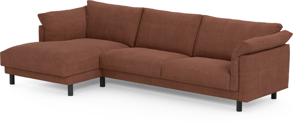 Cherrie - 3-sits soffa med schäslong vänster, fast klädsel - Orange