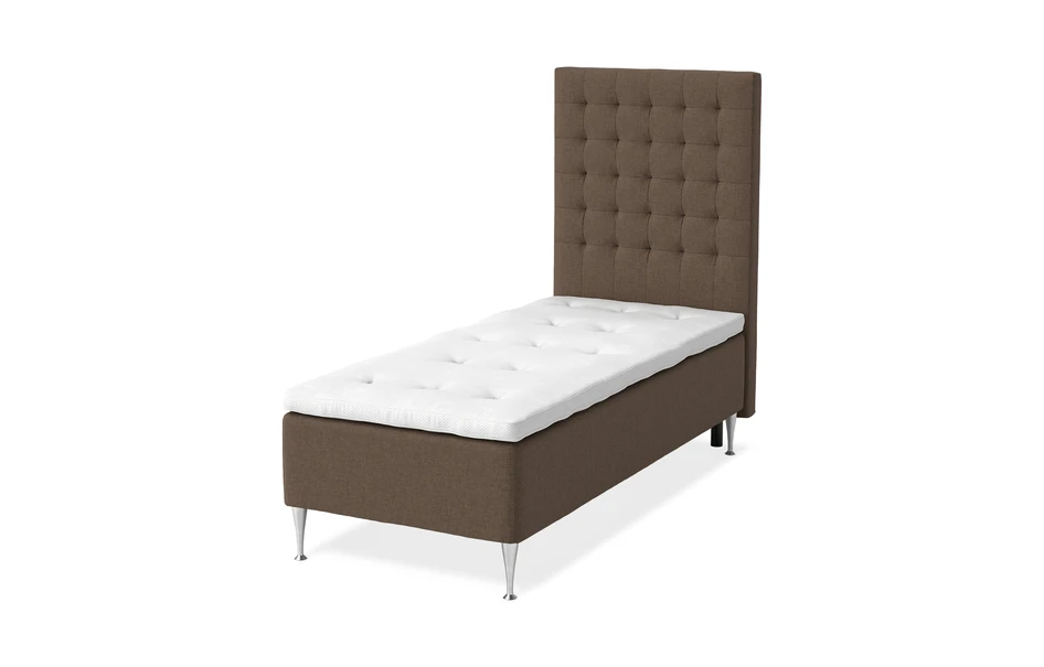 Dream Delux - Ramsäng, enkelsäng med bäddmadrass Sleep Delux vit - Brun