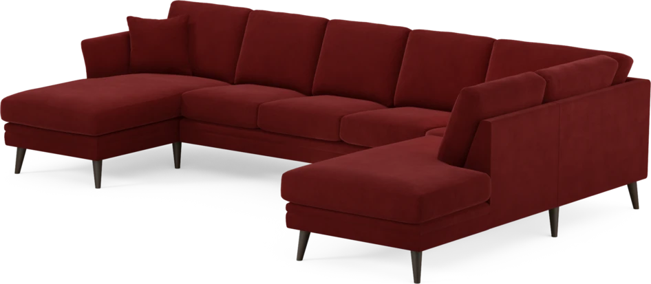 Eden - 3-sits soffa med schäslong vänster och divan höger - Röd