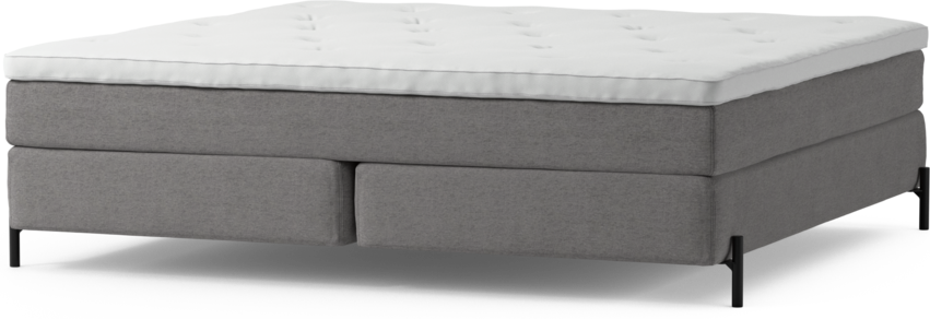 Delux Sense - Kontinentalsäng, dubbelsäng med bäddmadrass och sängben - Grå