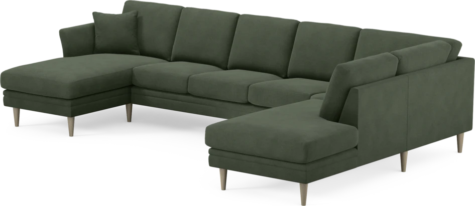 Eden - 3-sits soffa med schäslong vänster och divan höger - Grön