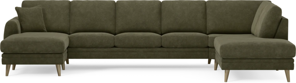 Eden - 3-sits soffa med schäslong vänster och divan höger - Grön