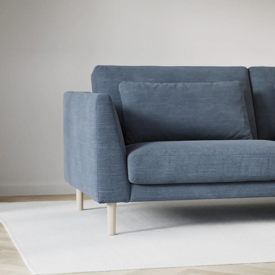 Willow - 3-sits soffa med divan vänster, fast klädsel - Blå
