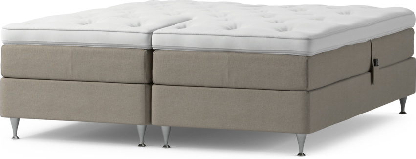 Delux Sense - Ställbar säng, dubbelsäng med bäddmadrass och sängben - Beige