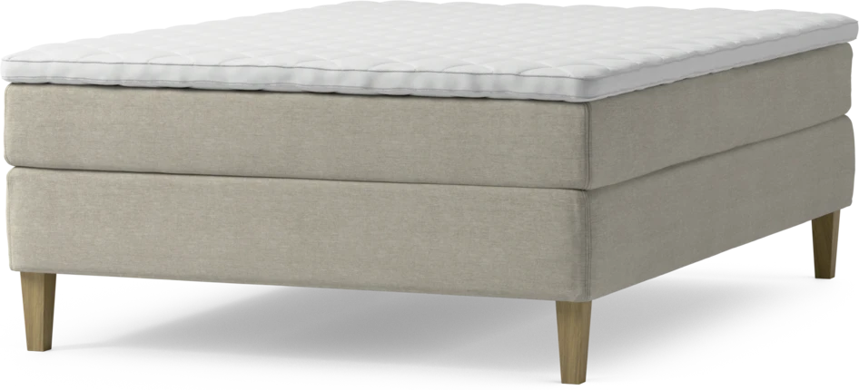 Delux Sense - Kontinentalsäng, enkelsäng 140 cm med bäddmadrass och sängben - Beige