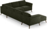 Bridge - Hörnsoffa, 3+2-sits med schäslong vänster - Grön