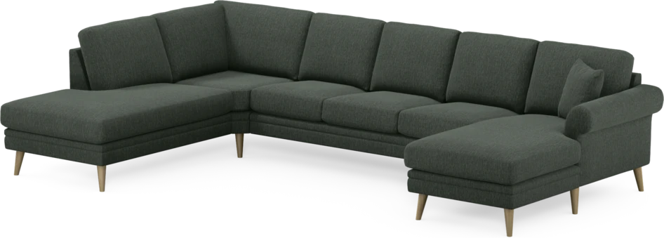 Eden - 3-sits soffa med divan vänster och schäslong höger - Grön