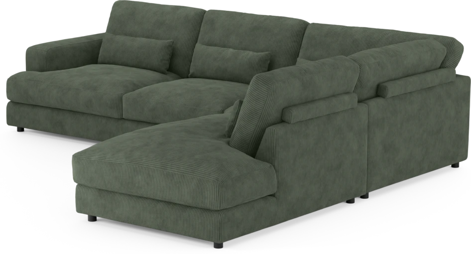 Noma - 3-sits soffa med divan höger - Grön