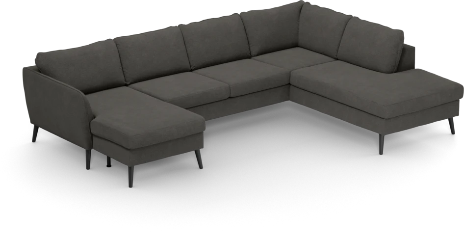 County - 3-sits soffa med schäslong vänster och divan höger - Brun