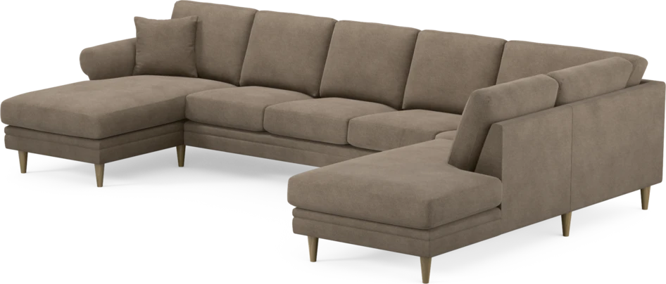 Eden - 3-sits soffa med schäslong vänster och divan höger - Brun