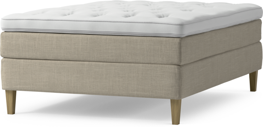 Delux Sense - Kontinentalsäng, enkelsäng 140 cm med bäddmadrass och sängben - Beige
