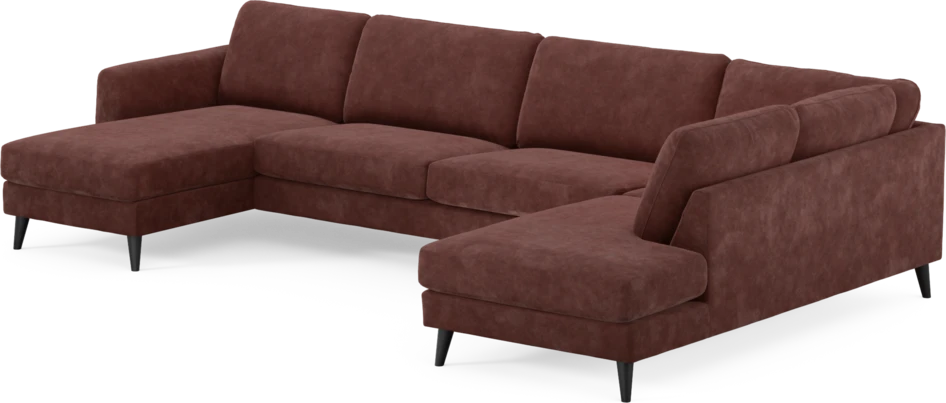 Bridge - 3-sits soffa med schäslong vänster och divan höger - Röd