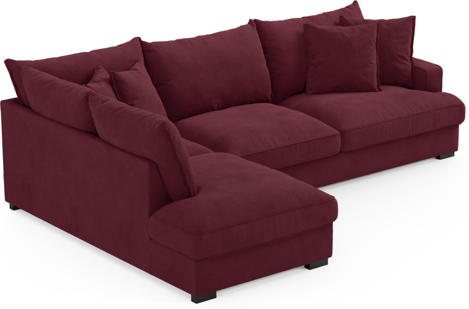 Mila - 3-sits soffa med divan vänster - Röd