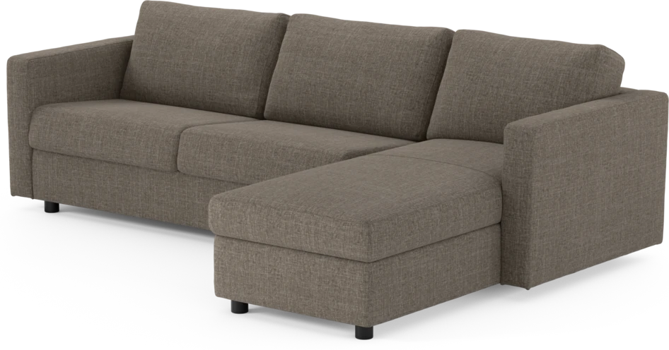 Lindö - Bäddsoffa 2,5-sits med schäslong, vändbar - Brun