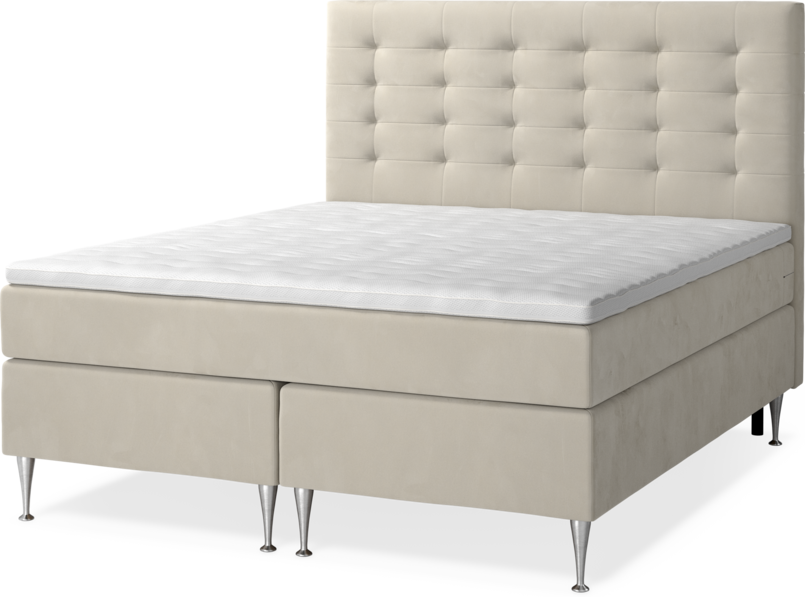 New York - Kontinentalsäng, dubbelsäng med bäddmadrass och sänggavel trensad - Beige