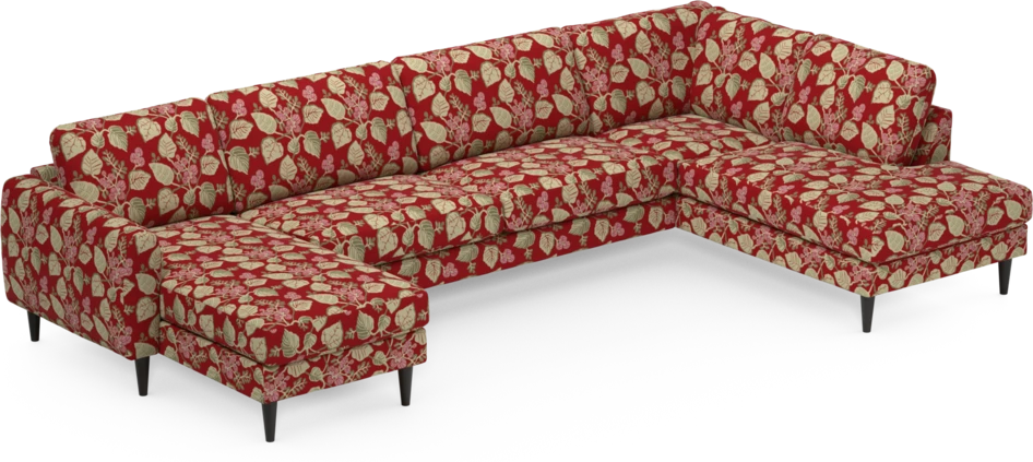 Bridge - 3-sits soffa med schäslong vänster och divan höger - Röd