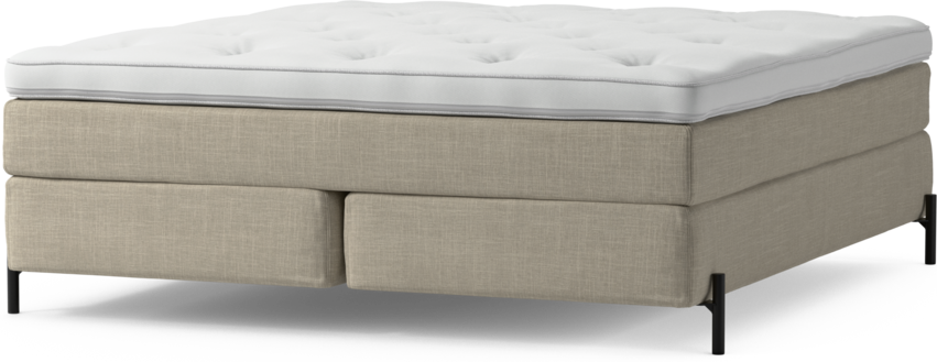 Delux Sense - Kontinentalsäng, dubbelsäng med bäddmadrass och sängben - Beige